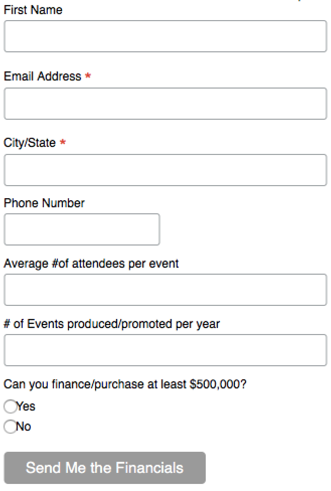 Simple form to qualify leads from the Facebook Ads for the sale of the business. Triggered an automation email based on the response in the form.